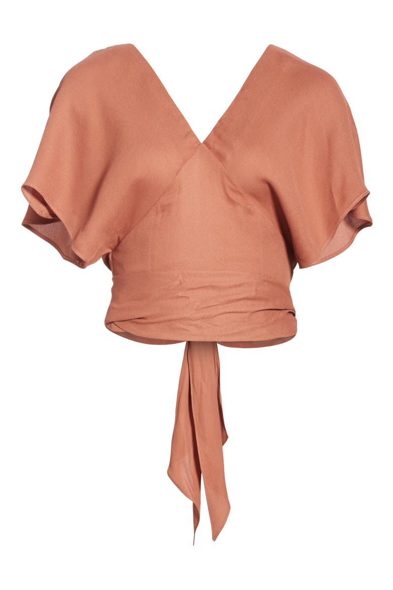 Dalil Wrap Top, Alternate, color, TERRACOTTA