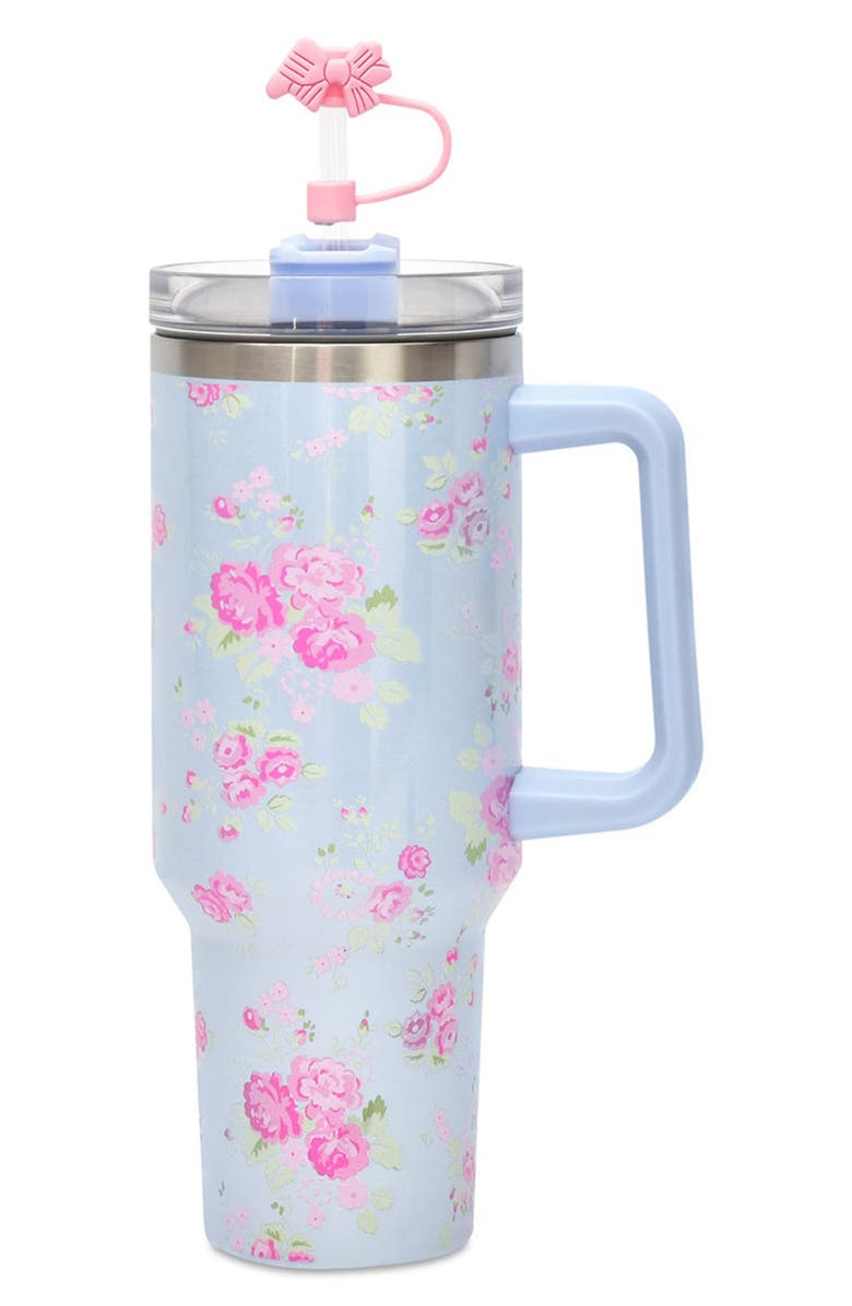 Iscream Ditsy Floral Travel Cup, Main, color, Blue Multi