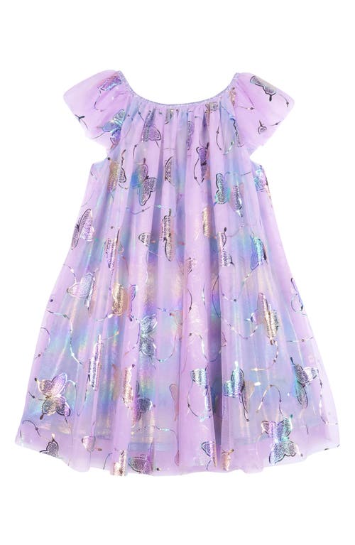 Zunie Kids' Float Foil Butterfly Dress In Purple