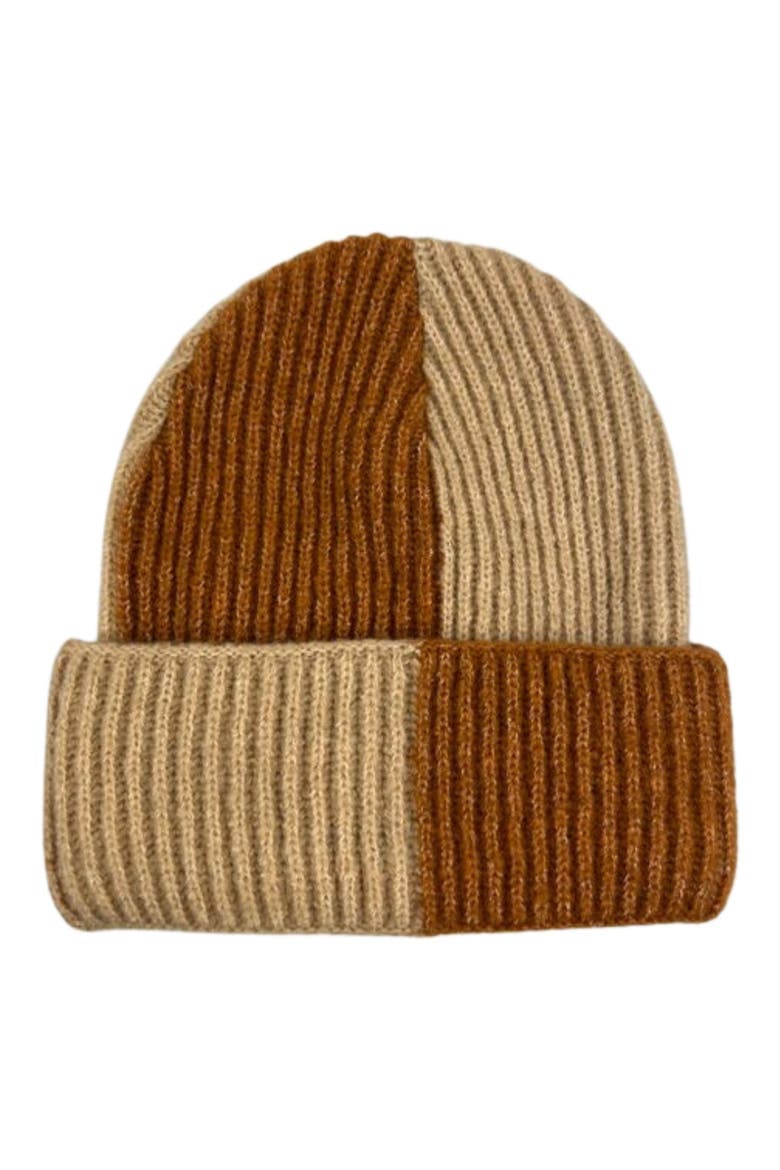 Checkered Knit Beanie, Main, color, CAMEL
