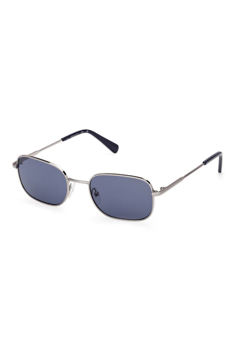 Rectangular Sunglasses, Alternate, color, SHINY LIGHT RUTHENIUM / BLUE