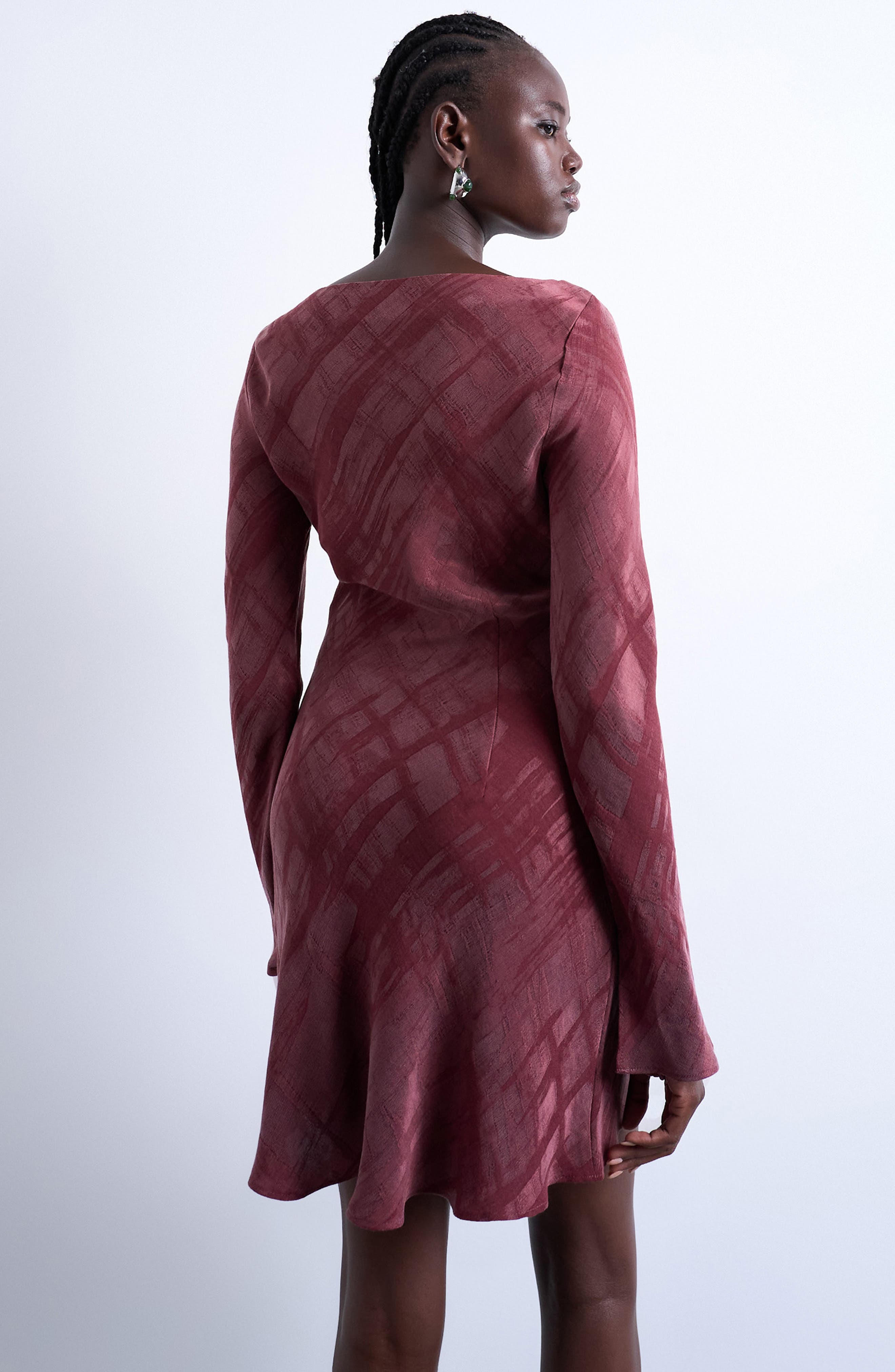 Abstract Print Long Sleeve Minidress - image 2
