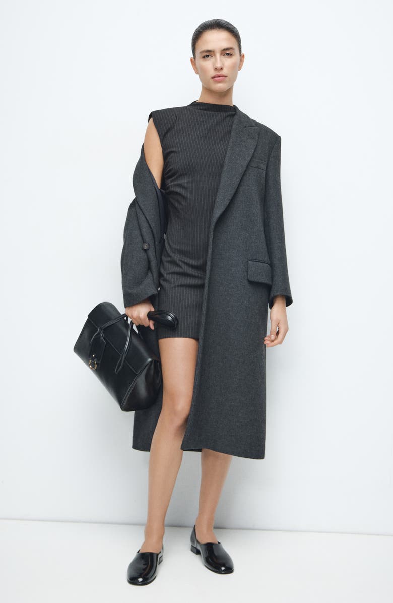 MANGO Cutout Pinstripe Minidress, Alternate, color, 