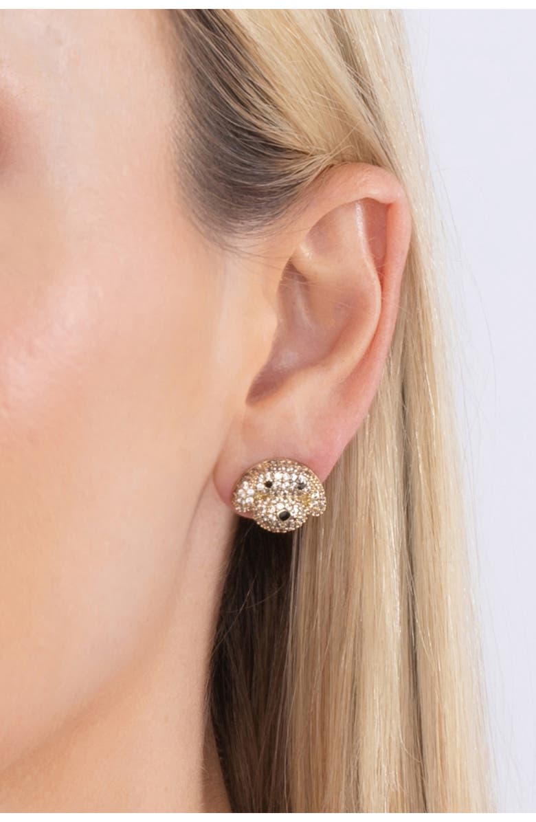 EYE CANDY LOS ANGELES Pavé Cubic Zirconia Dog Stud Earrings, Alternate, color, Gold