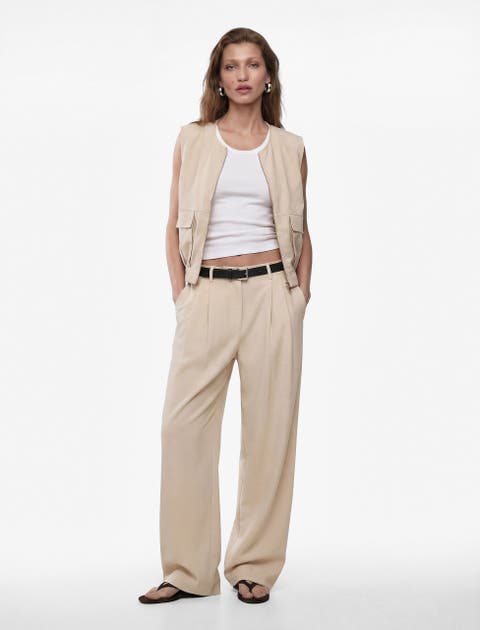 Wide Leg Trousers With Belt
