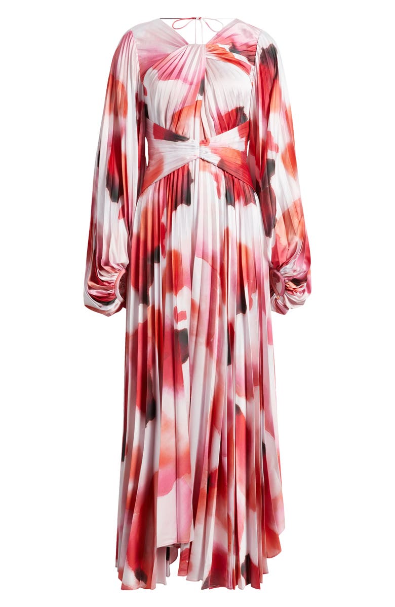 Acler Dailley Pleated Long Sleeve Maxi Cocktail Dress, Alternate, color, Plum Watercolour