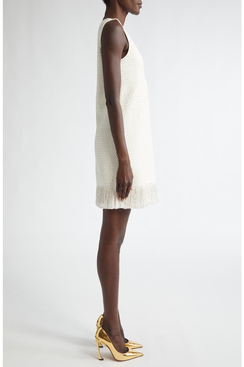 Fringe Sequin Tweed Minidress, Alternate, color, IVORY/ GOLD