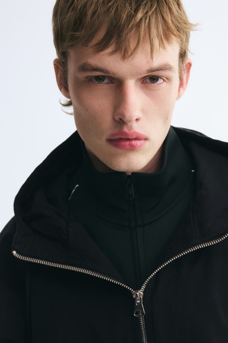 Hooded Cotton Workwear Jacket, Alternate, color, Black