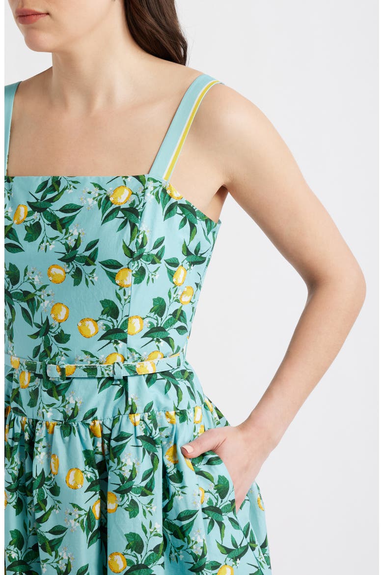 Lemon Print Stretch Cotton Minidress, Alternate, color, BLUE MULTI