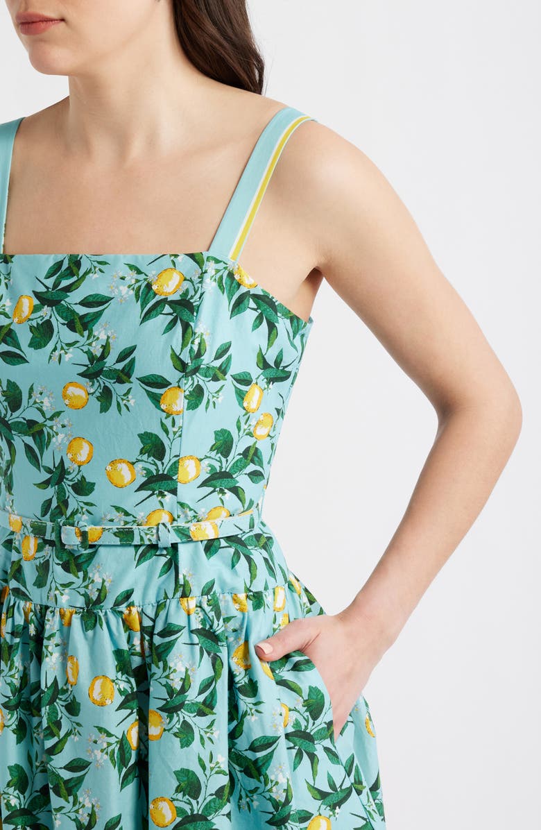 Julia Jordan Lemon Print Stretch Cotton Minidress, Alternate, color, Blue Multi