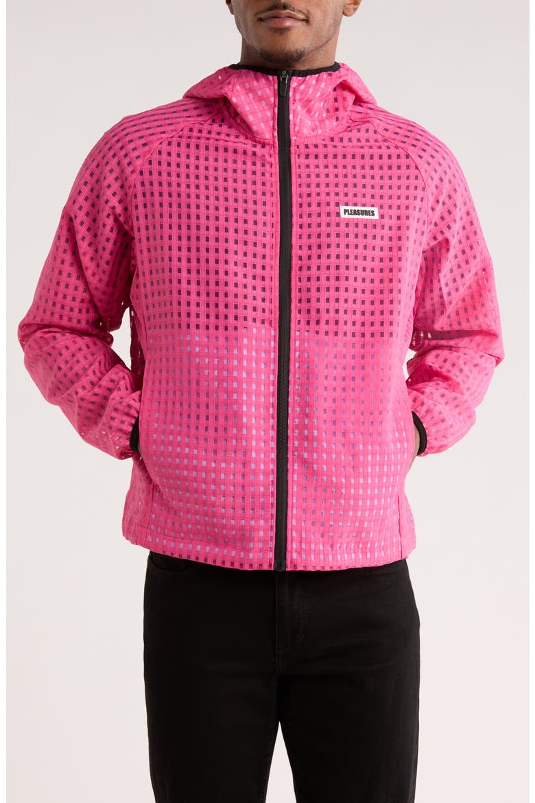 System Plaid Hooded Jacket, Alternate, color, PINK