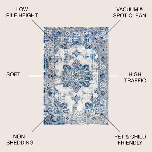 Jonathan Y Modern Persian Boho Vintage Medallion Area Rug In Ivory/blue