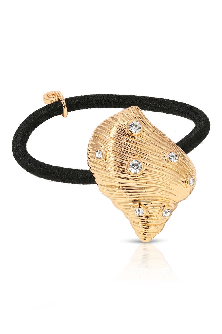 Soleil Seashell Ponytail Holder, Main, color, GOLD