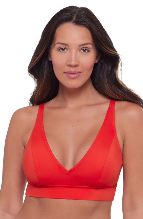 S3 Banded Plunge V-neck Bikini Top In Scarlet