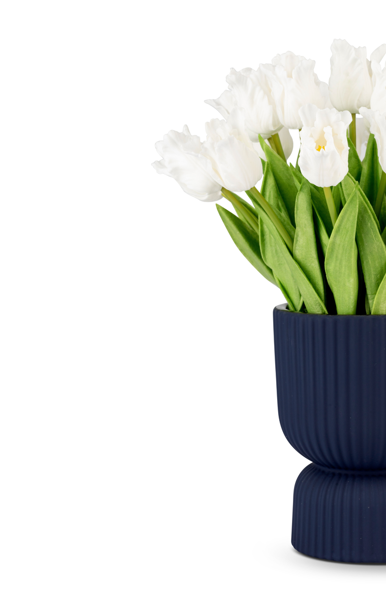 CocoBella Marigold RealTouch Tulip Pedestal Arrangement, Alternate, color, Snow