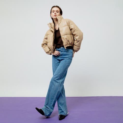 Ats Lyra Quilted Leather Jacket In Neutral