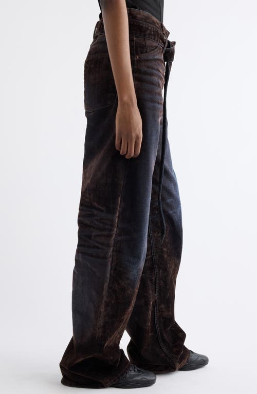 Acne Studios Page Flocked Belted Jeans In Multi