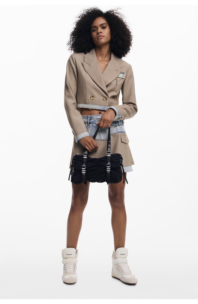 Desigual Ruched Shoulder Bag, Alternate, color, Black