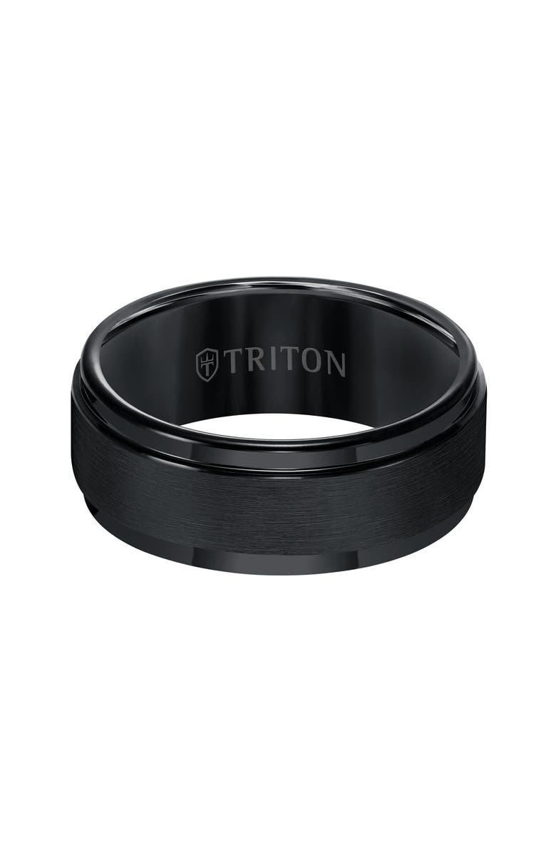 Triton 9MM Tungsten Carbide Ring with Brushed Finish and Step Edge, Main, color, 