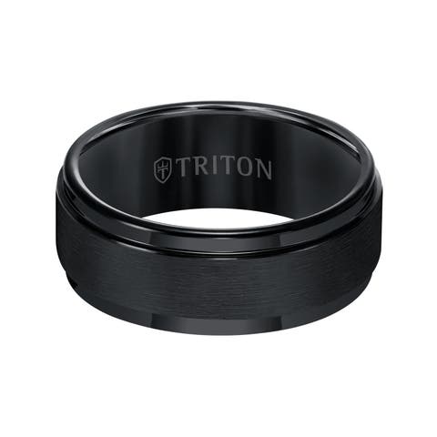 9MM Tungsten Carbide Ring with Brushed Finish and Step Edge