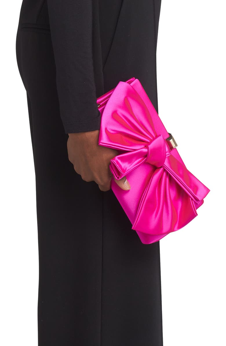 Stuart Weitzman The VIP Loveknot Clutch, Alternate, color, Flamingo