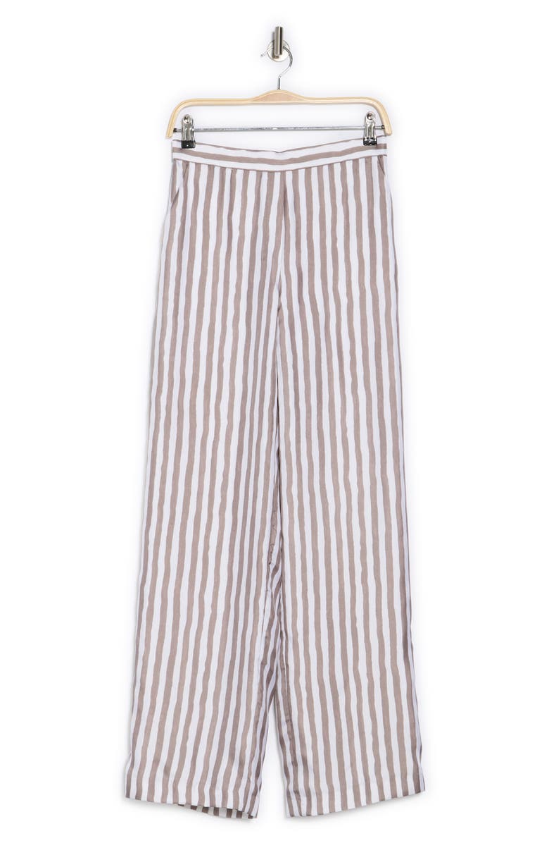 Theory Relax Stripe Silk Pull-On Pants, Alternate, color,