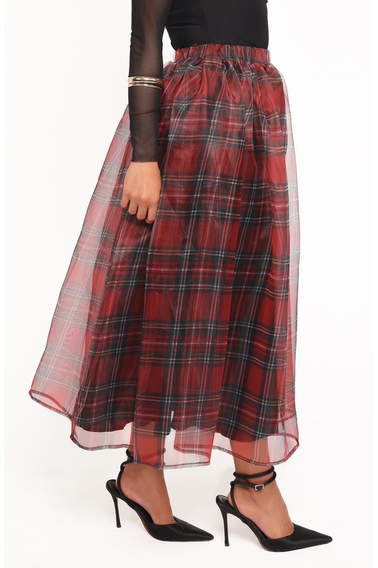 Bonita Plaid A-Line Midi Skirt, Alternate, color, RED PLAID