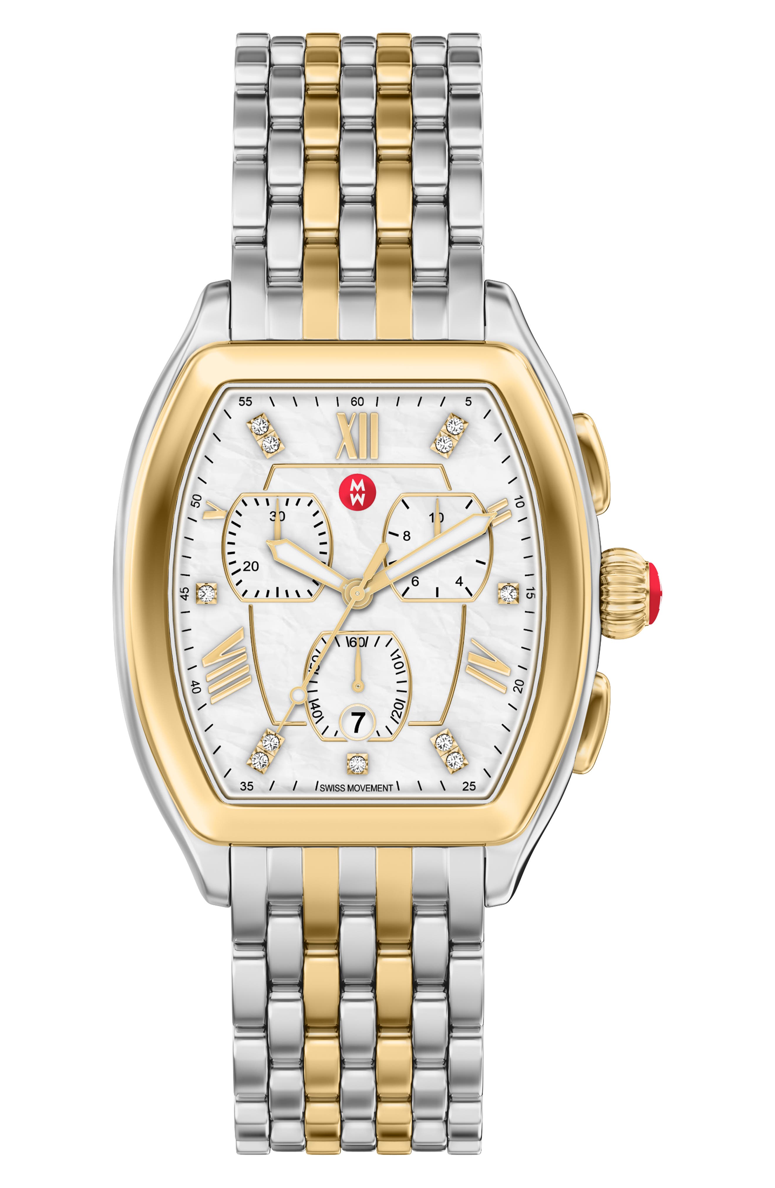 MICHELE Releve Diamond Two-Tone Bracelet Watch, 45mm - 0.04ct.