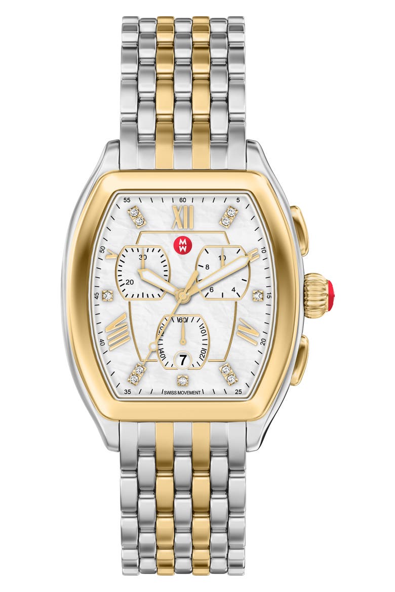 Releve Diamond Two-Tone Bracelet Watch, 45mm - 0.04ct., Main, color, 2T SILVER/GOLD