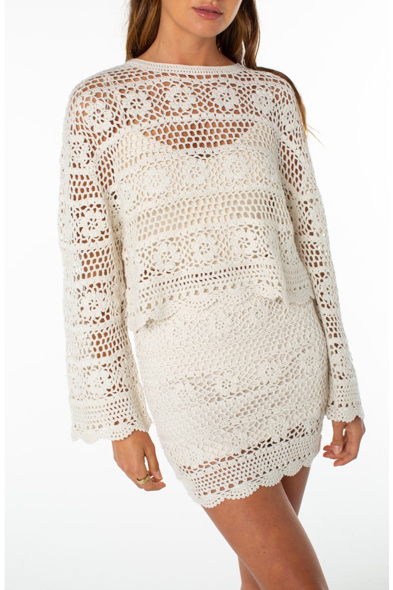 Blue Water Cotton Blend Sweater, Alternate, color, CLOUD DANCER