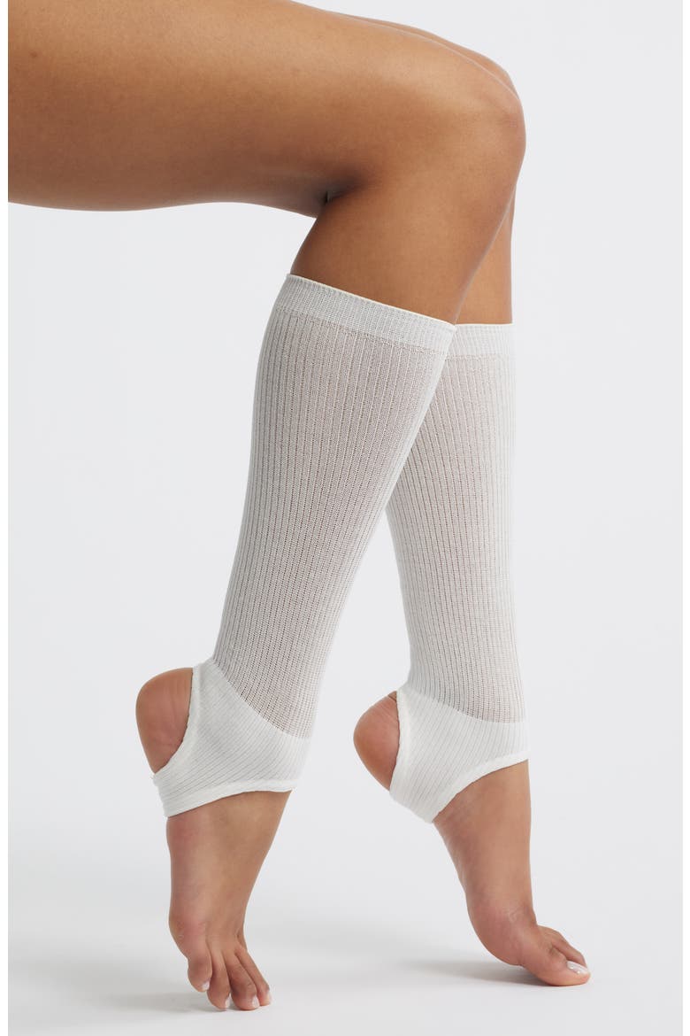 Show Pony Cotton Blend Rib Stirrup Socks, Main, color, WHITE