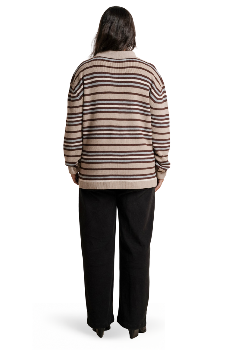 Blaire Maternity Half-Zip Sweater, Alternate, color, Ice Stripe