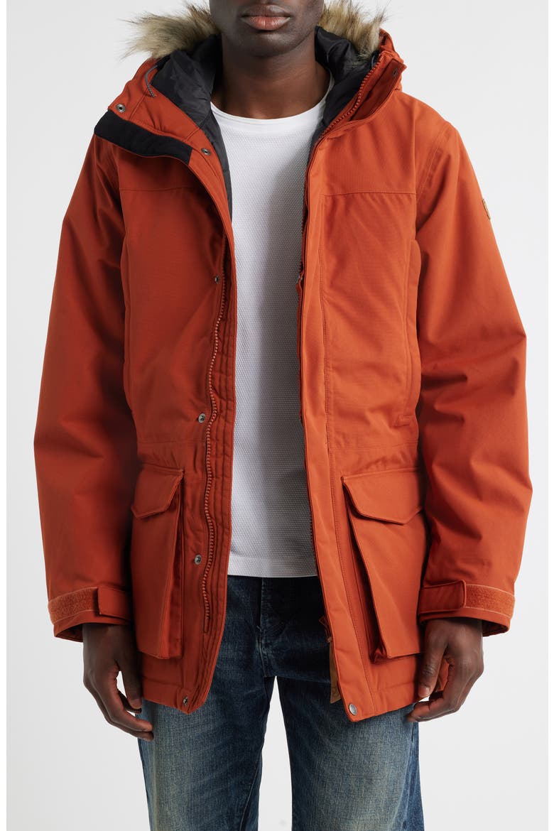 Nuuk Lite Waterproof Parka With Faux Fur Trim, Main, color, AUTUMN LEAF
