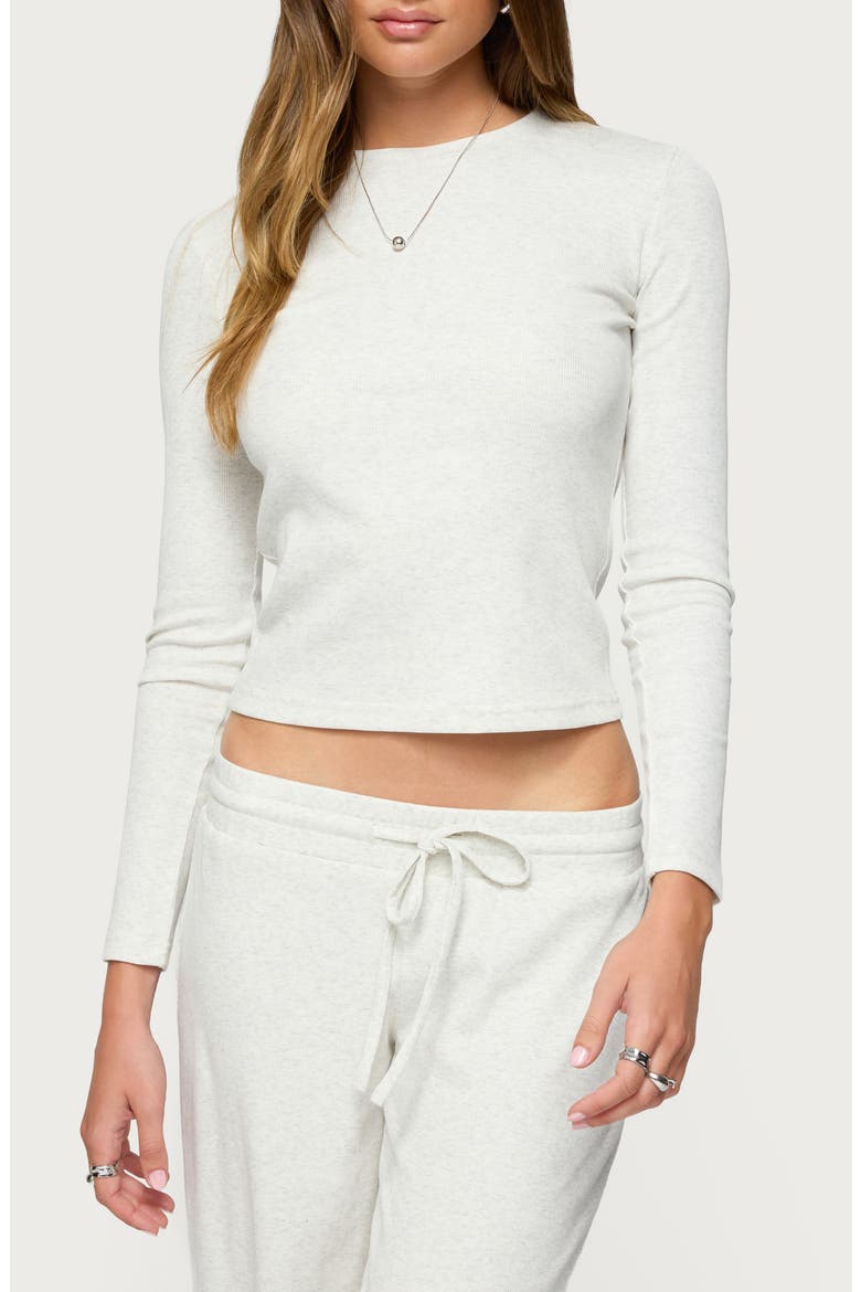 Cicilia Ribbed Long Sleeve T-Shirt, Main, color, GRAY-MELANGE