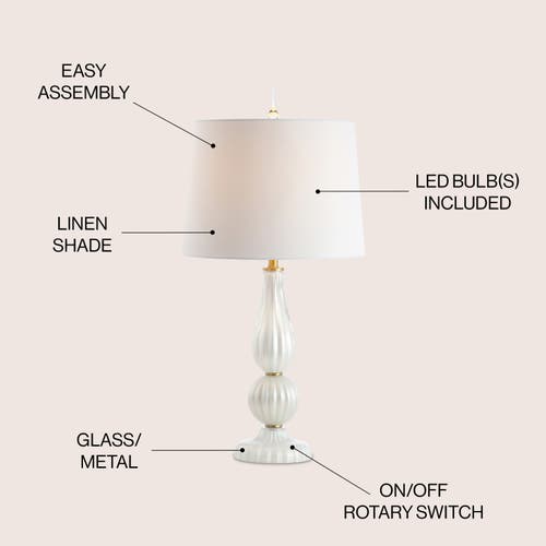 Jonathan Y Maddie 28" Glass/metal Led Table Lamp In White Pearl