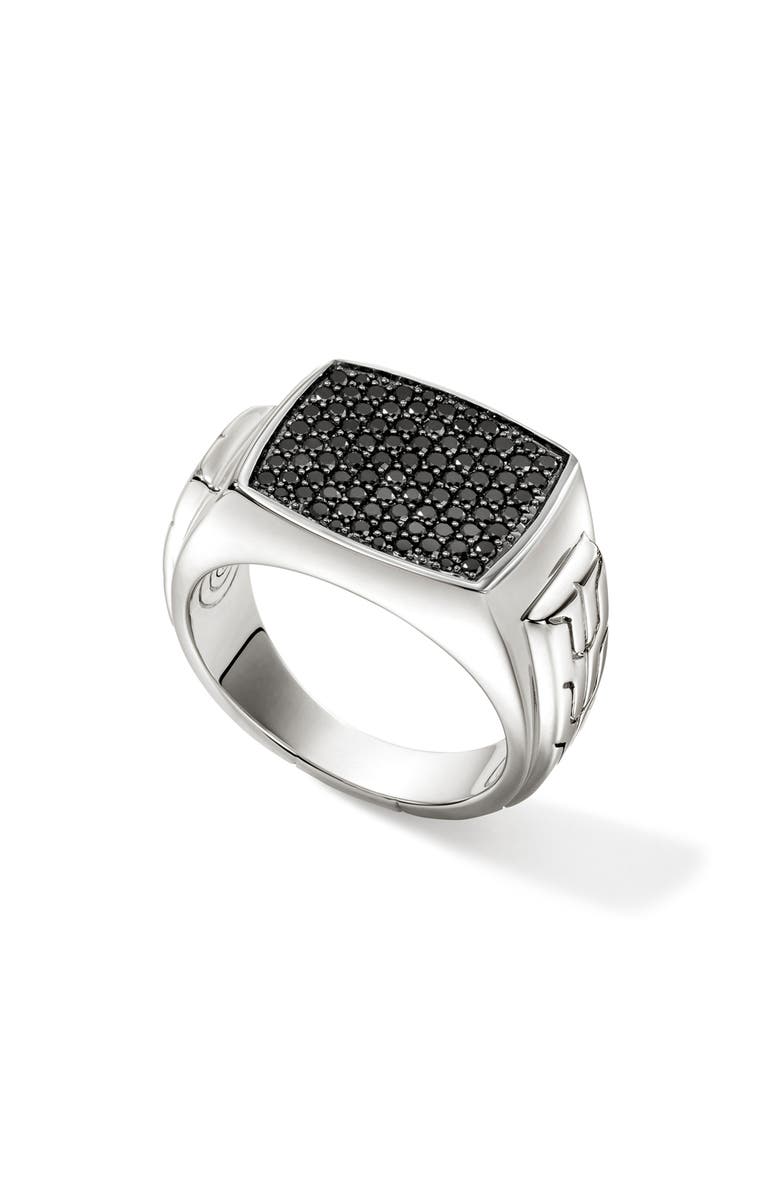 John Hardy Signet Ring, Alternate, color, Silver/Black Sapphire