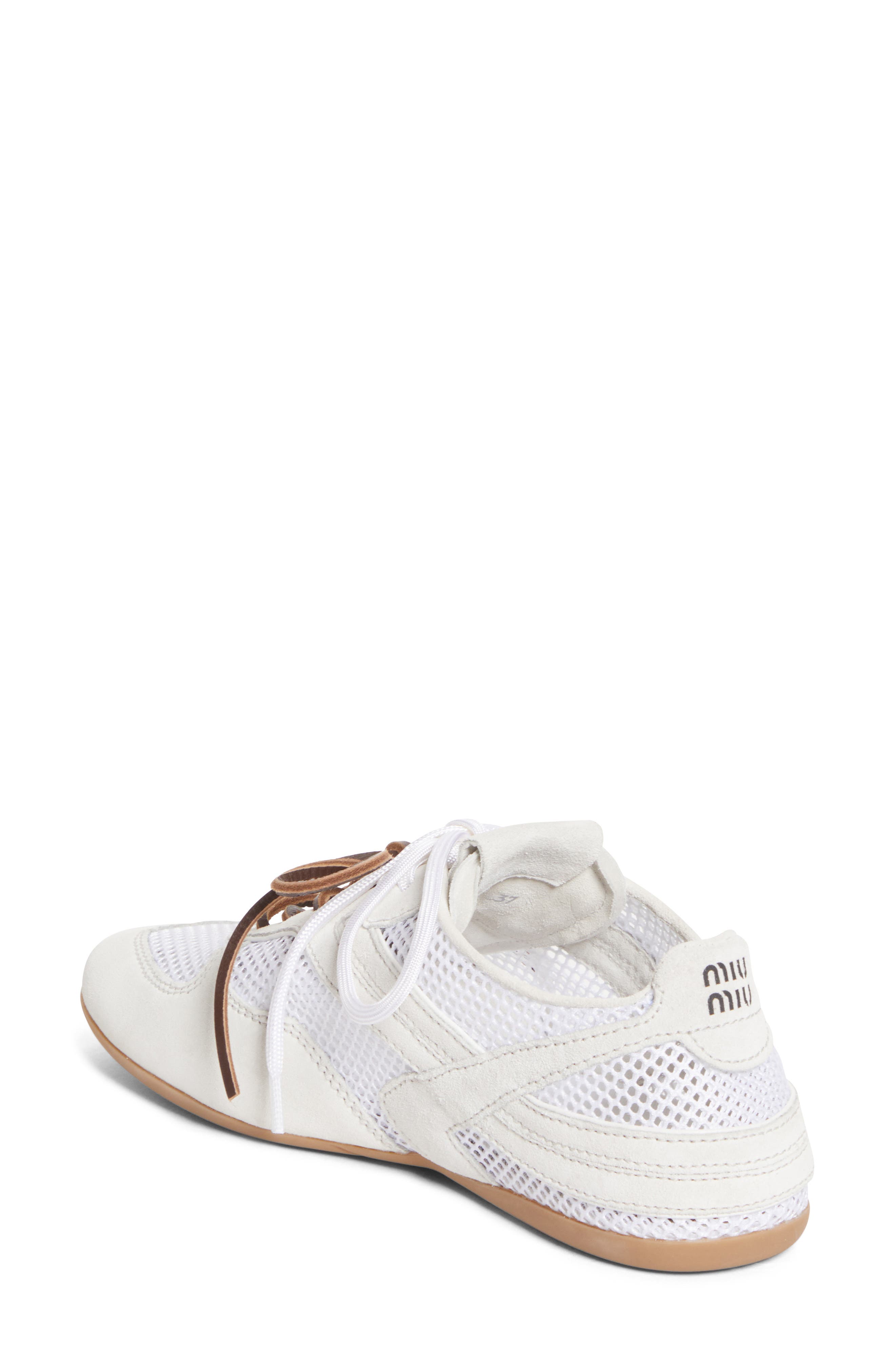 Miu Miu Gymnasium Mixed Media Low Top Sneaker, Alternate, color, Bianco