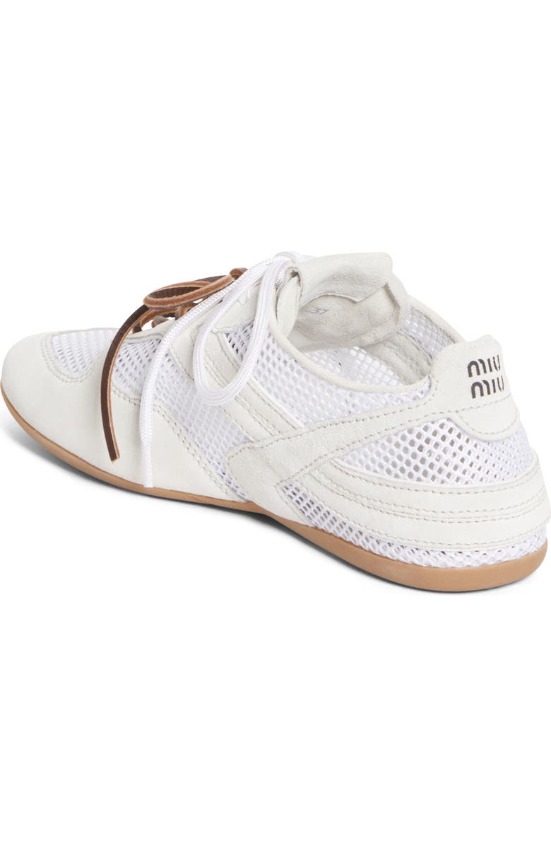 Miu Miu Gymnasium Mixed Media Low Top Sneaker, Alternate, color, Bianco