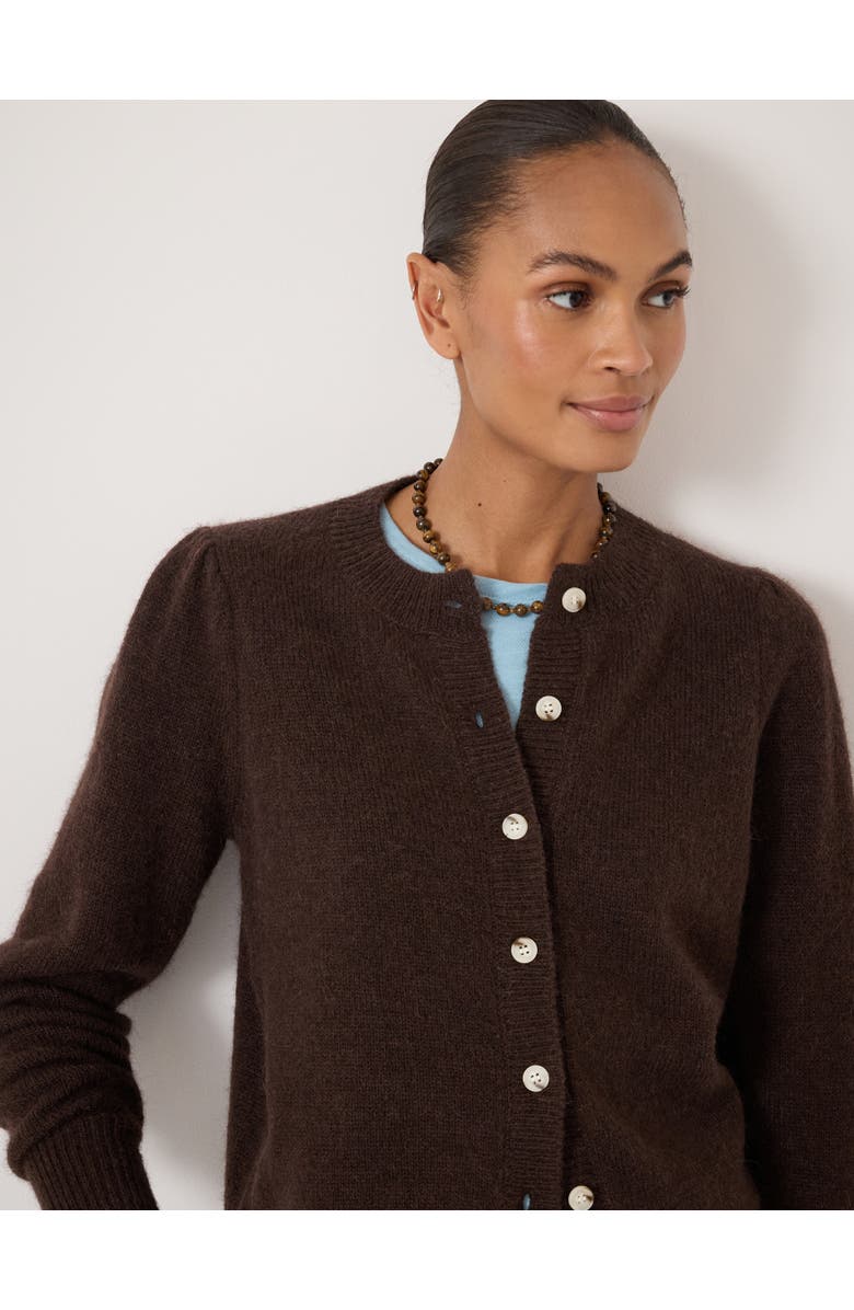 Hush Wool Blend Gathered Shoulder Cardigan, Alternate, color, Dark Brown