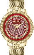 VERSUS Versace Mouffetard Swarovski Crystal Embellished Mesh Strap Watch, 38mm