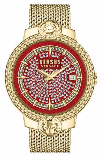 VERSUS Versace Mouffetard Swarovski Crystal Embellished Mesh Strap Watch, 38mm