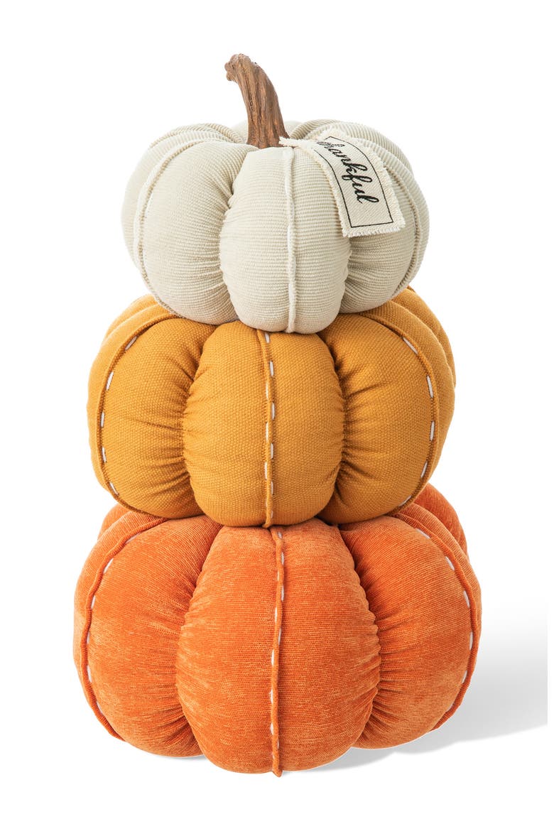 13"H Fall Stacked Fabric Pumpkin, Main, color, Orange