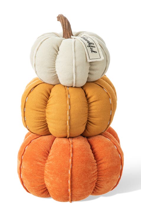 13"H Fall Stacked Fabric Pumpkin