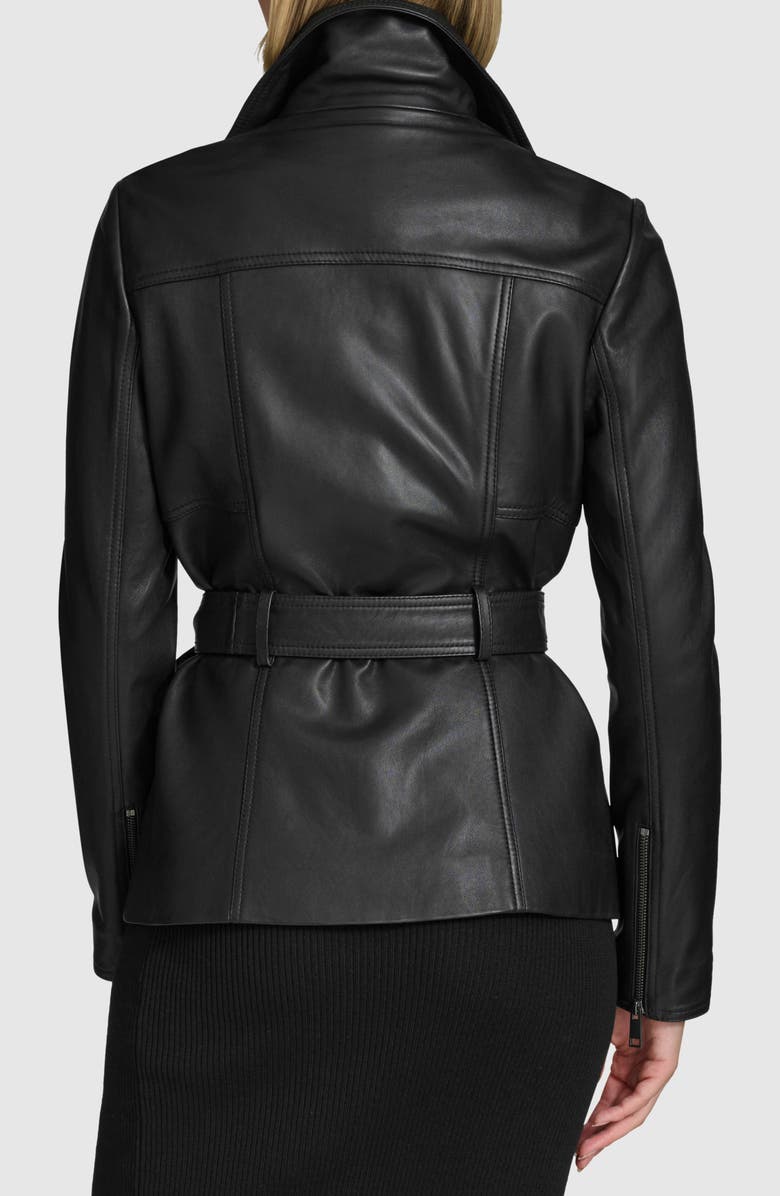 Andrew Marc Tatum Belted Leather Jacket, Alternate, color, Black