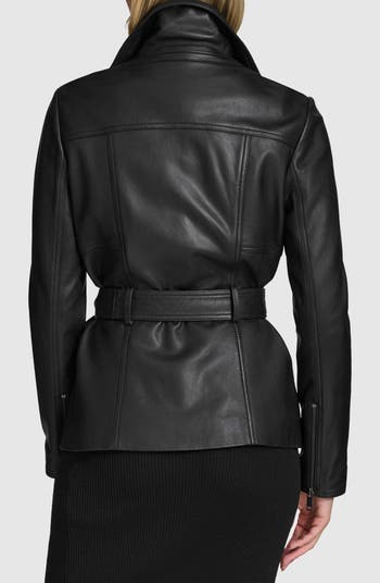 Tatum Belted Leather Jacket