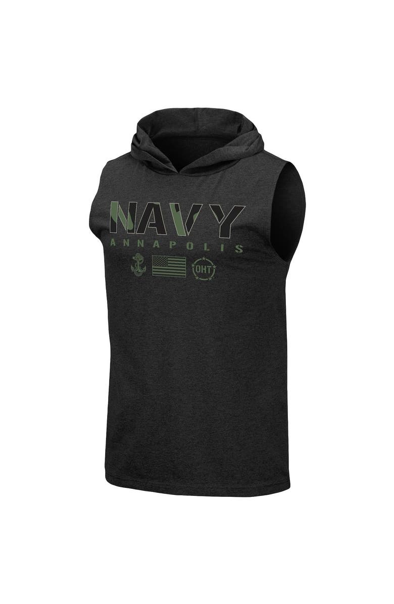 COLOSSEUM Men's Colosseum Black Navy Midshipmen OHT Military Appreciation Camo Logo Hoodie Sleeveless T-Shirt, Alternate, color, 
