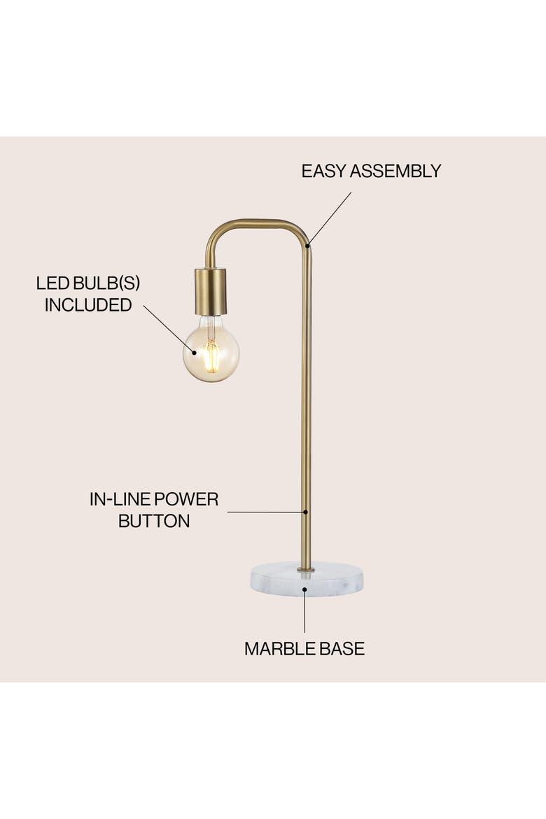Axel 20.5" Minimalist Glam Gold Pipe Metal/marble Led Table Lamp, Alternate, color, Brass Gold/White