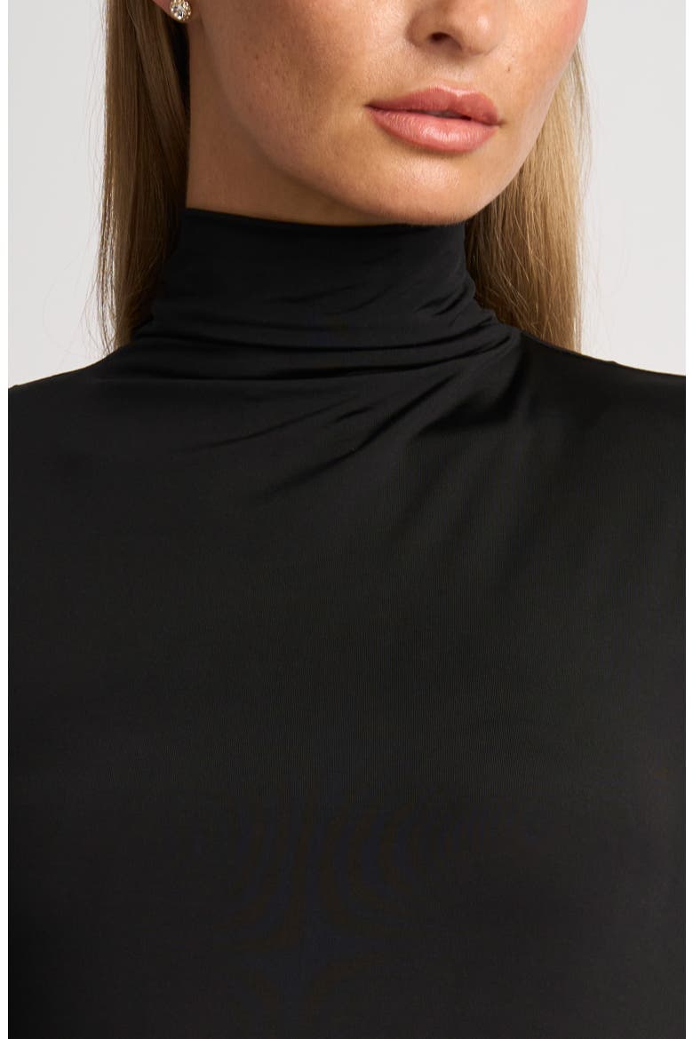 Ada Mock Neck Long Sleeved Dress, Alternate, color, RICH BLACK