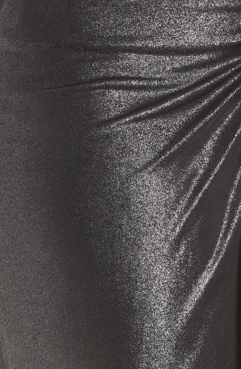 Leith Knot Front Metallic Midi Skirt, Alternate, color, 