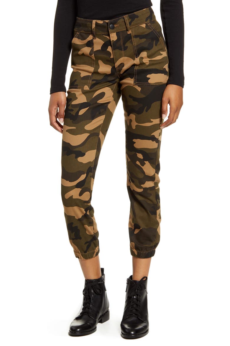Camo Stretch Denim Joggers, Main, color, BEIGE